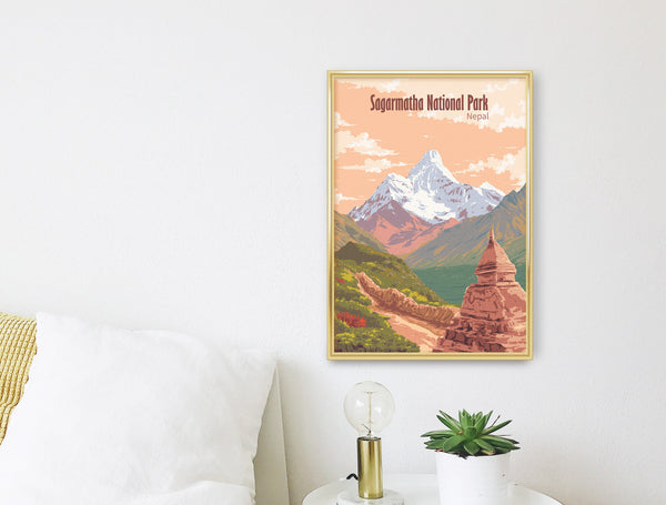 Mount Everest Sagarmatha National Park Nepal Travel Poster