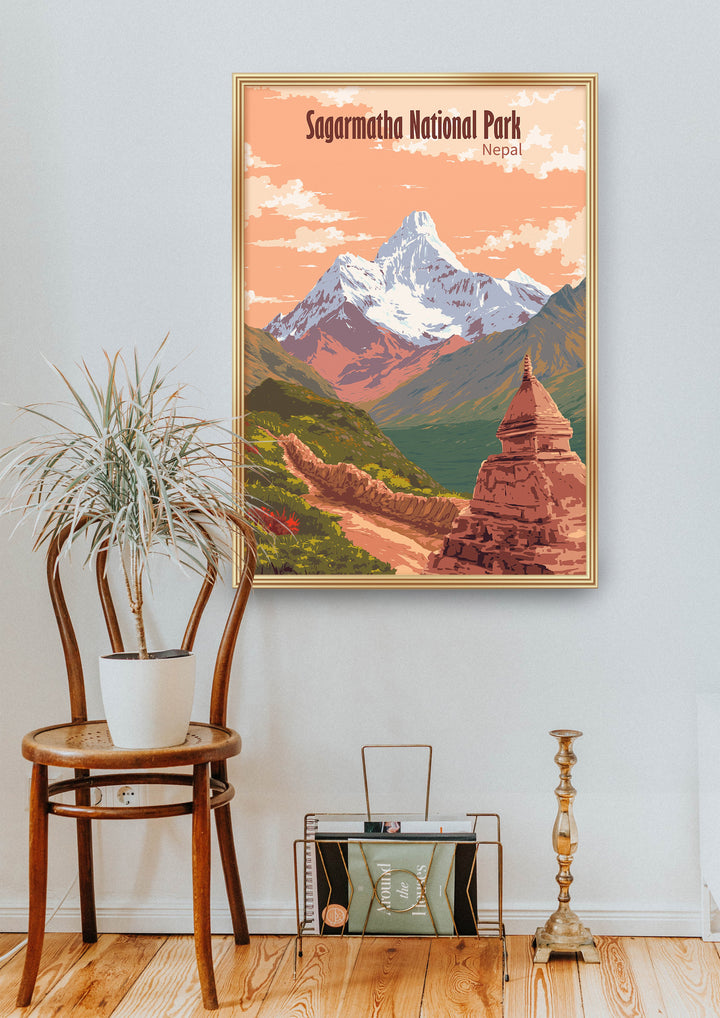 Mount Everest Sagarmatha National Park Nepal Travel Poster