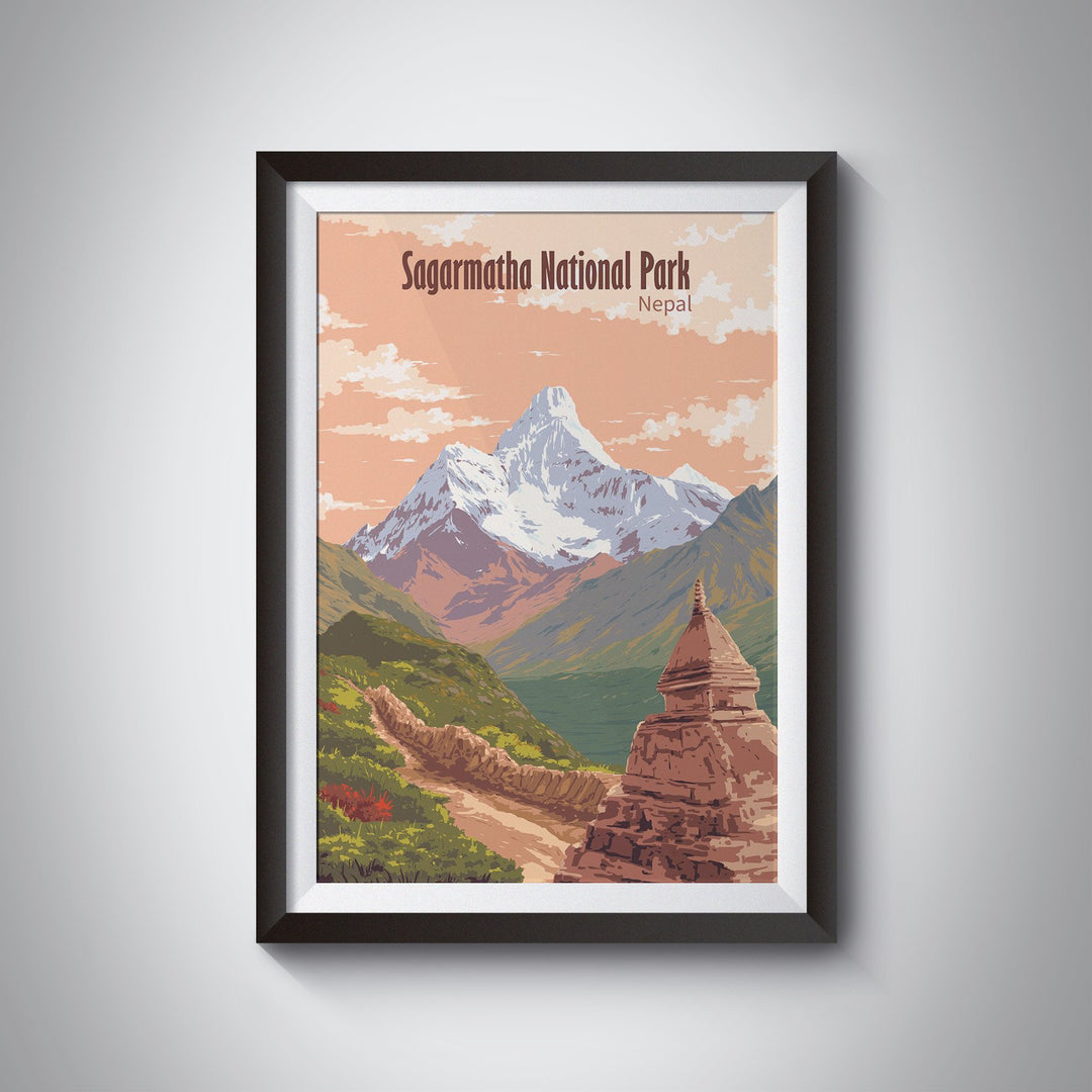 Mount Everest Sagarmatha National Park Nepal Travel Poster