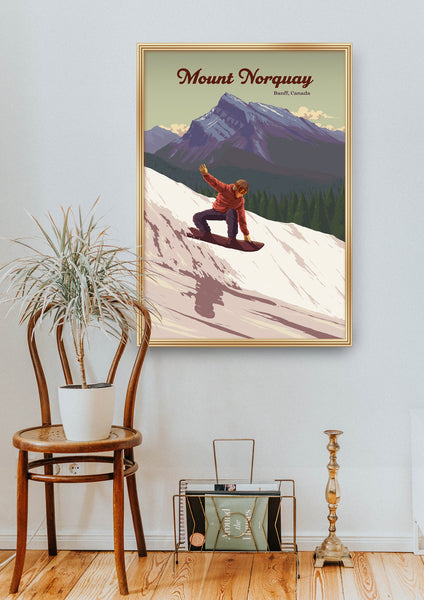 Mount Norquay Banff Canada Snowboarding Travel Poster