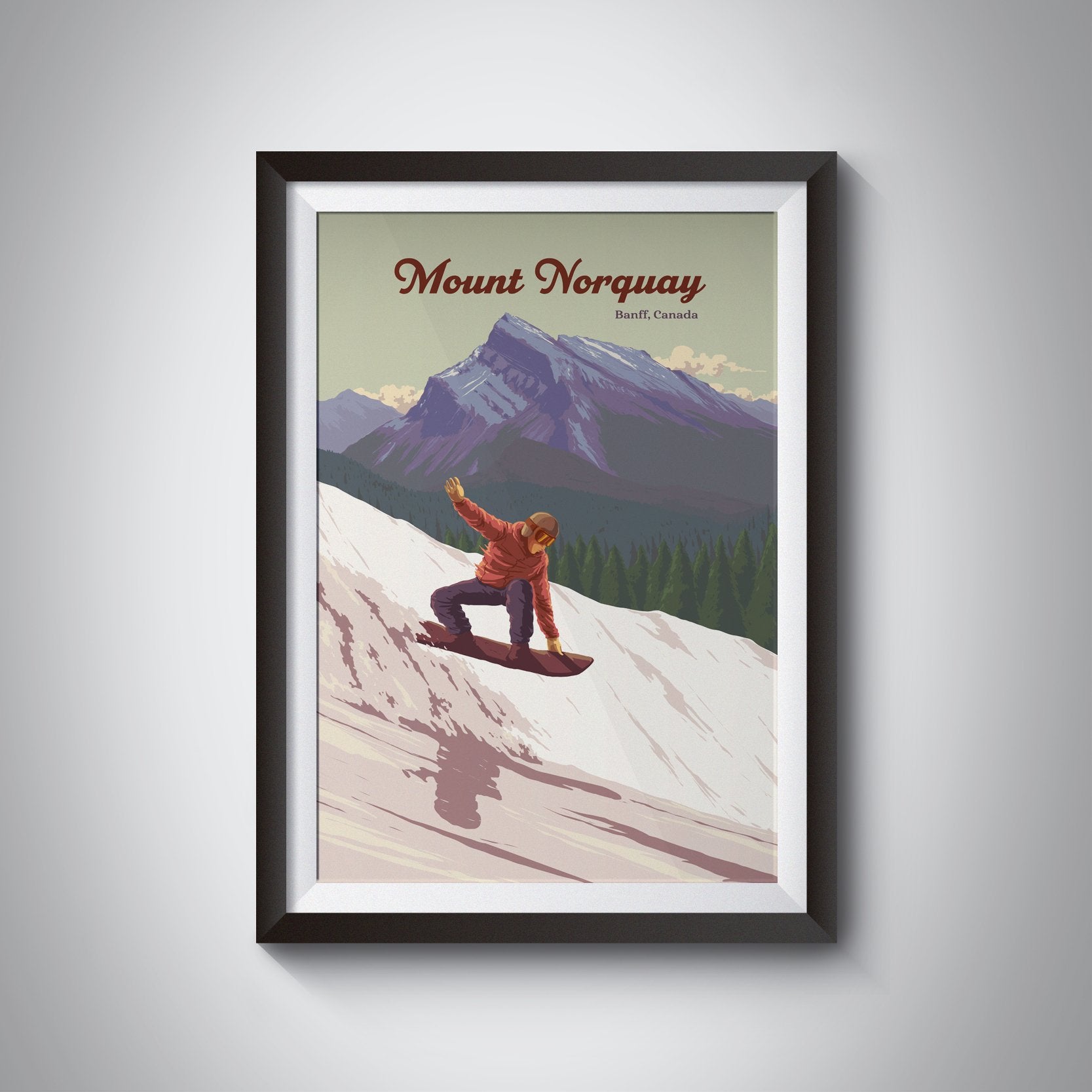 Mount Norquay Banff Canada Snowboarding Travel Poster
