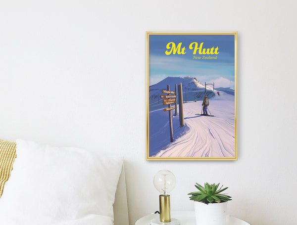 Mt Hutt Ski Resort Travel Poster