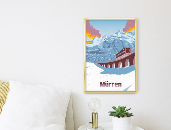 Murren Switzerland Ski Resort Travel Poster