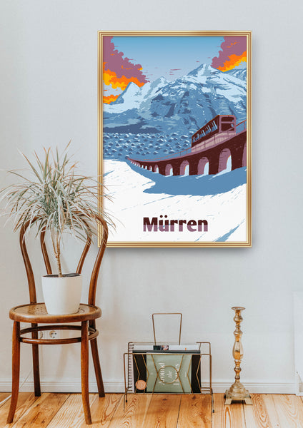 Murren Switzerland Ski Resort Travel Poster
