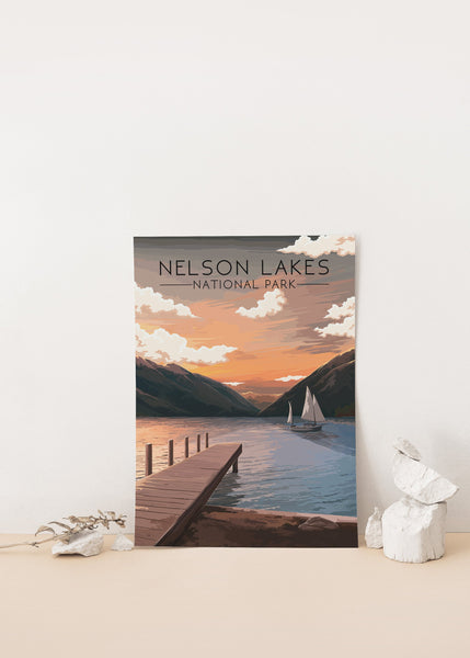 Nelson Lakes National Park New Zealand Travel Poster