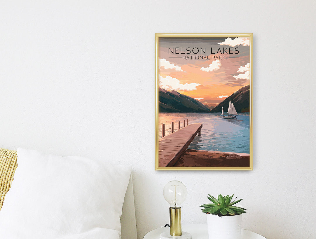 Nelson Lakes National Park New Zealand Travel Poster