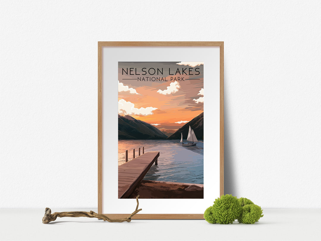 Nelson Lakes National Park New Zealand Travel Poster