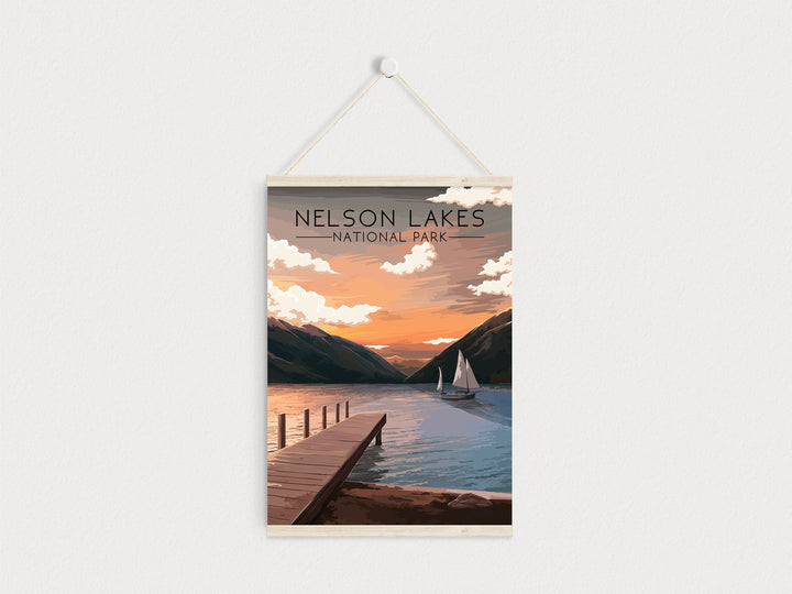 Nelson Lakes National Park New Zealand Travel Poster