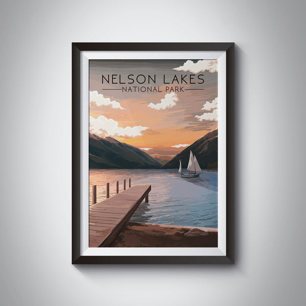 Nelson Lakes National Park New Zealand Travel Poster