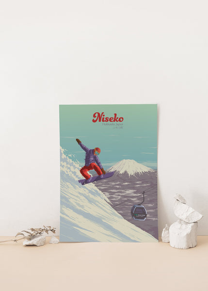 Niseko Japan Snowboarding Travel Poster