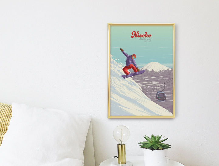 Niseko Japan Snowboarding Travel Poster