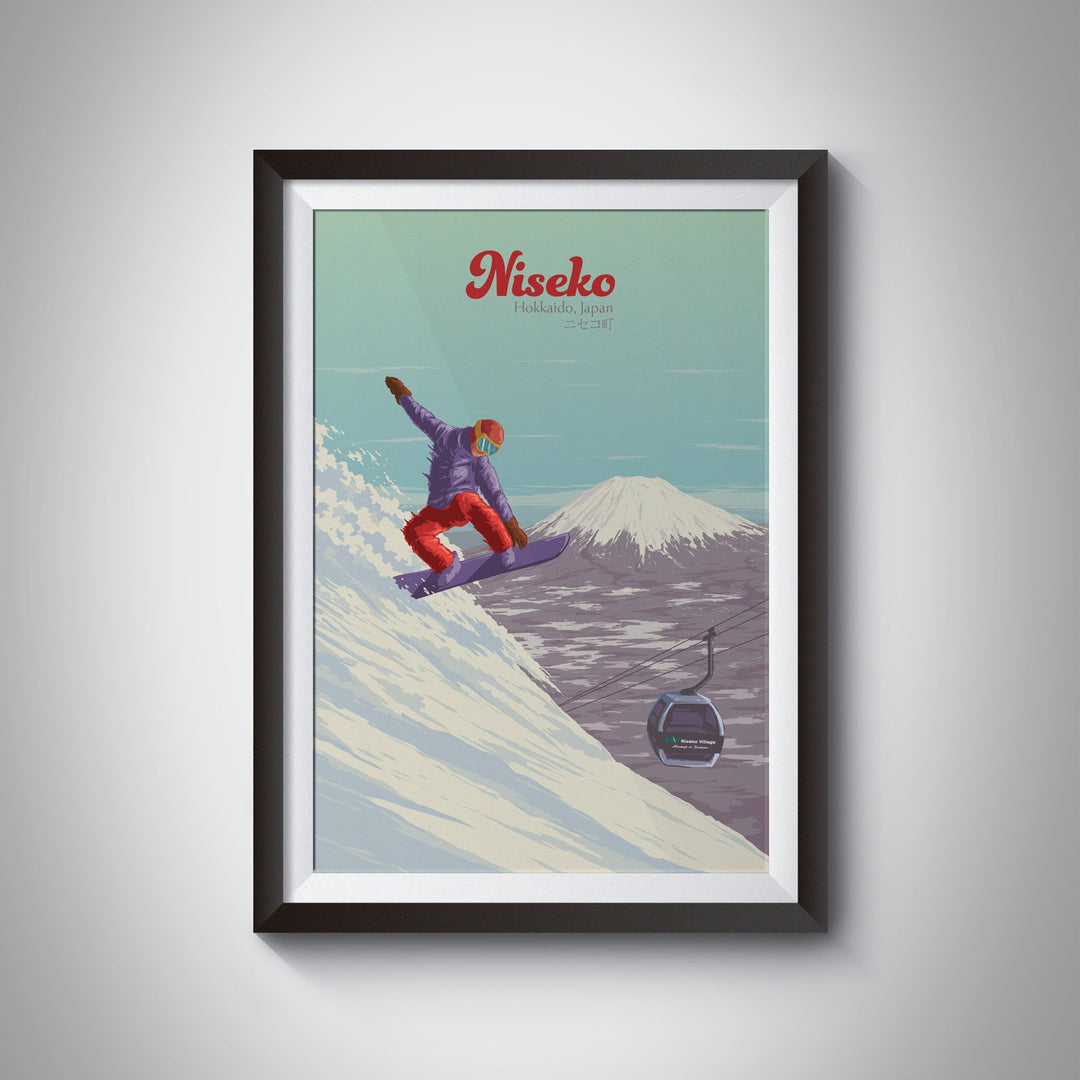 Niseko Japan Snowboarding Travel Poster