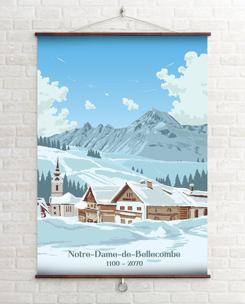 Notre Dame de Bellecombe Ski Resort Travel Poster
