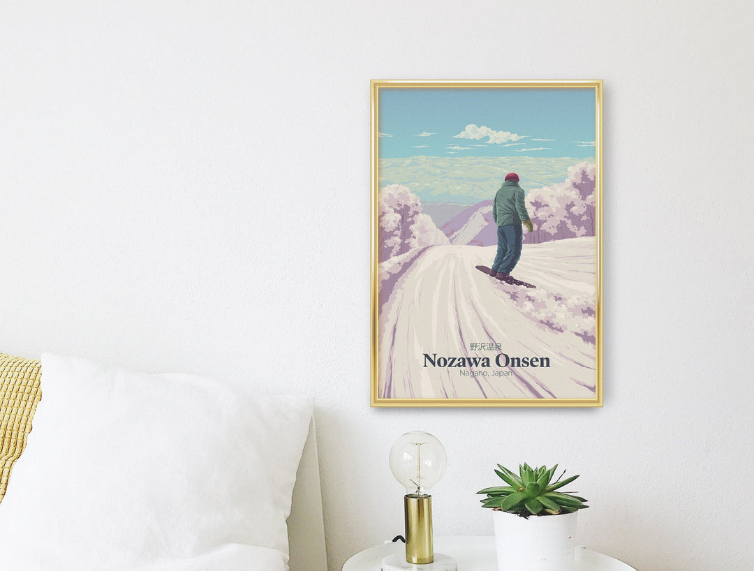 Nozawa Onsen Japan Snowboarding Travel Poster