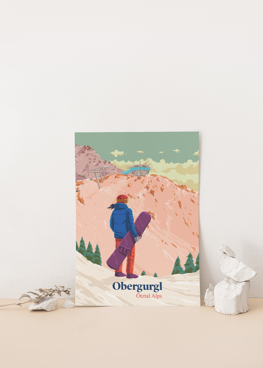 Obergurgl Snowboarding Travel Poster