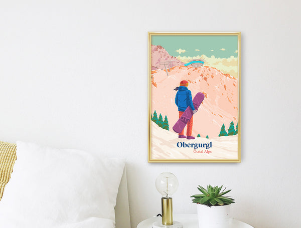 Obergurgl Snowboarding Travel Poster