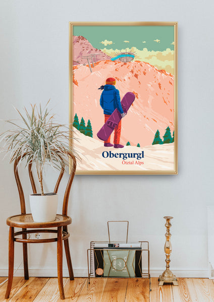 Obergurgl Snowboarding Travel Poster