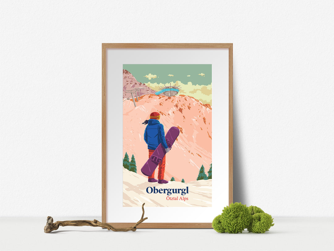 Obergurgl Snowboarding Travel Poster