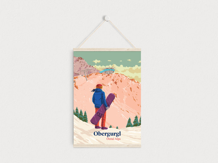 Obergurgl Snowboarding Travel Poster