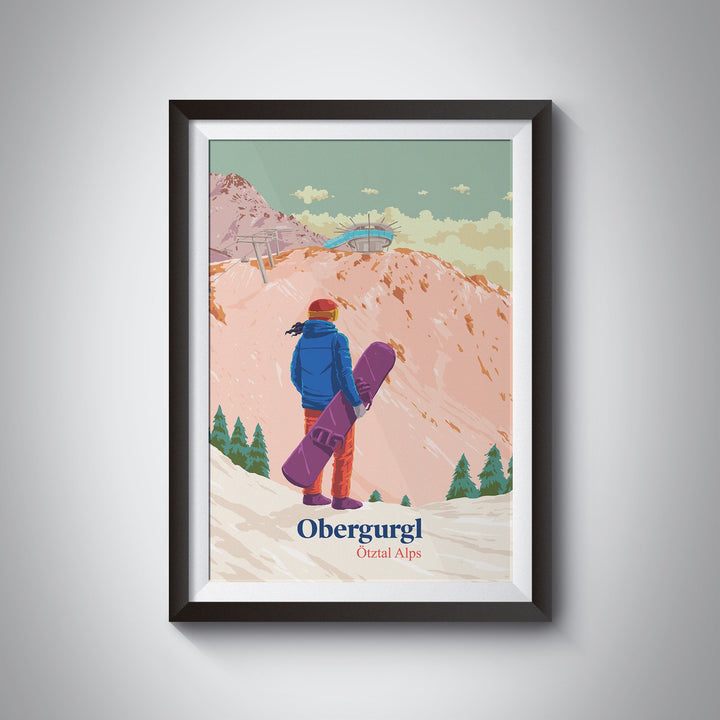 Obergurgl Snowboarding Travel Poster