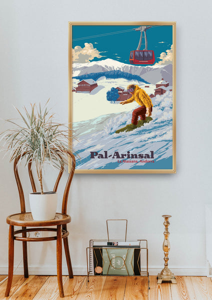 Pal Arinsal Andorra Snowboarding Travel Poster