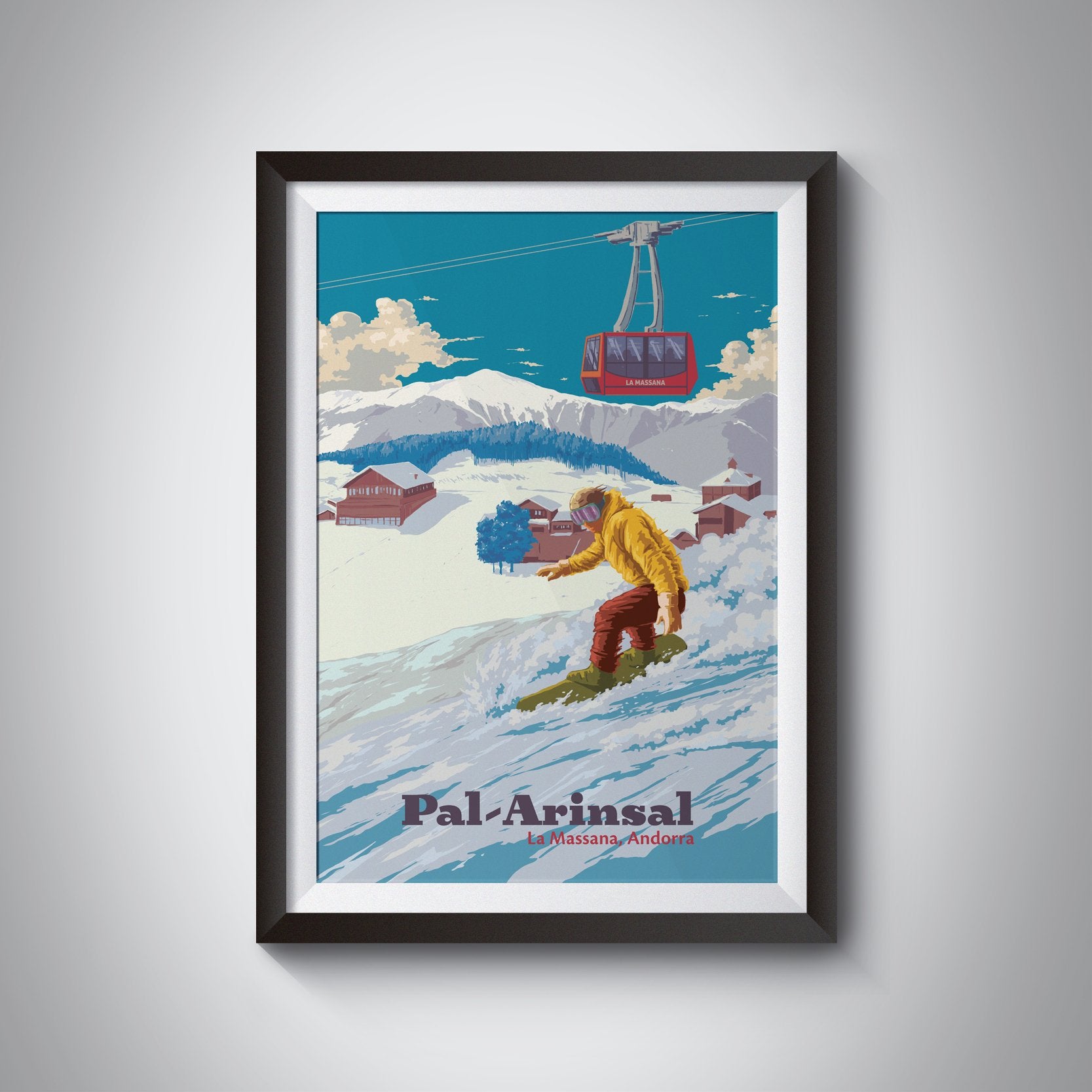 Pal Arinsal Andorra Snowboarding Travel Poster