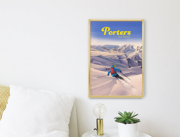 Porters Ski Resort Travel Poster