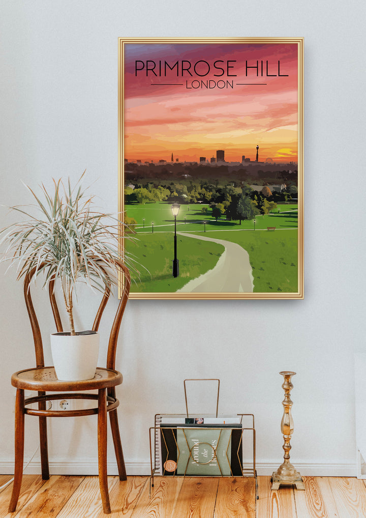 Primrose Hill London Skyline Travel Poster