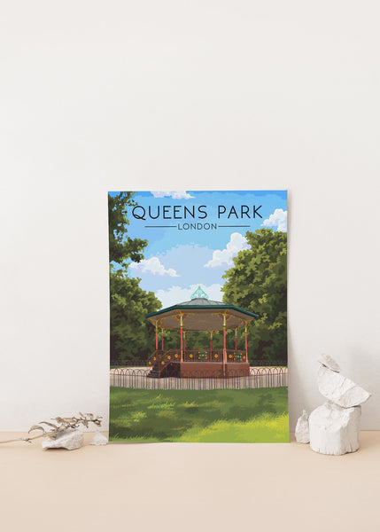 Queen's Park London Travel Poster