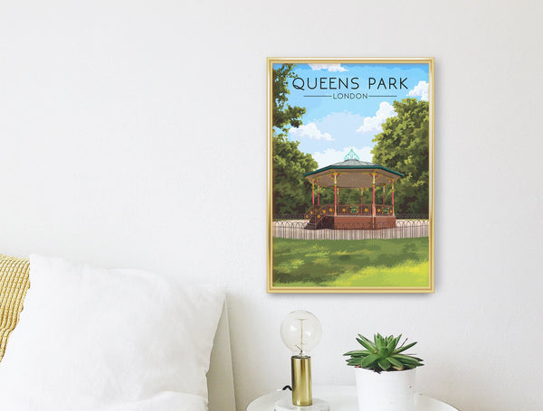 Queen's Park London Travel Poster