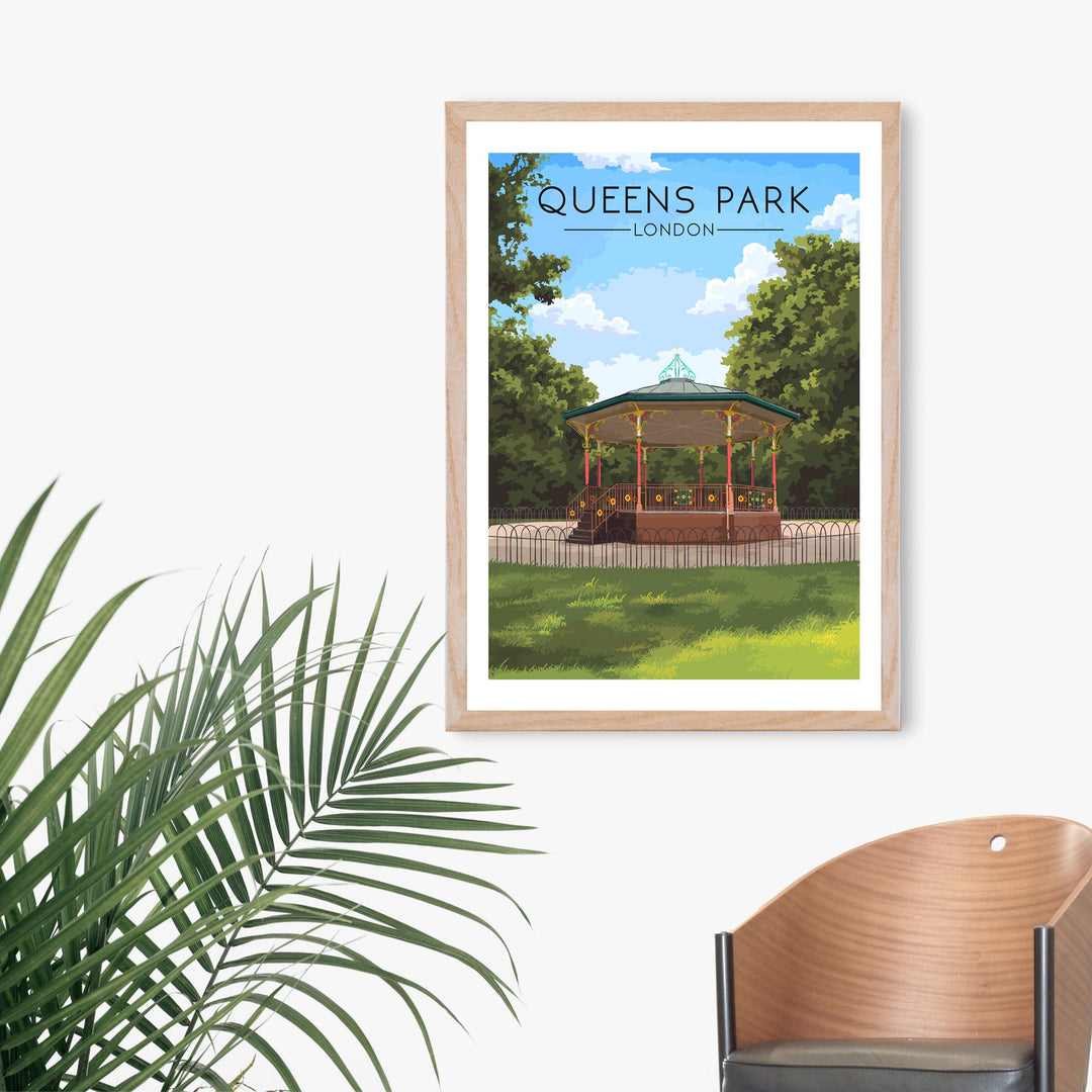 Queen's Park London Travel Poster