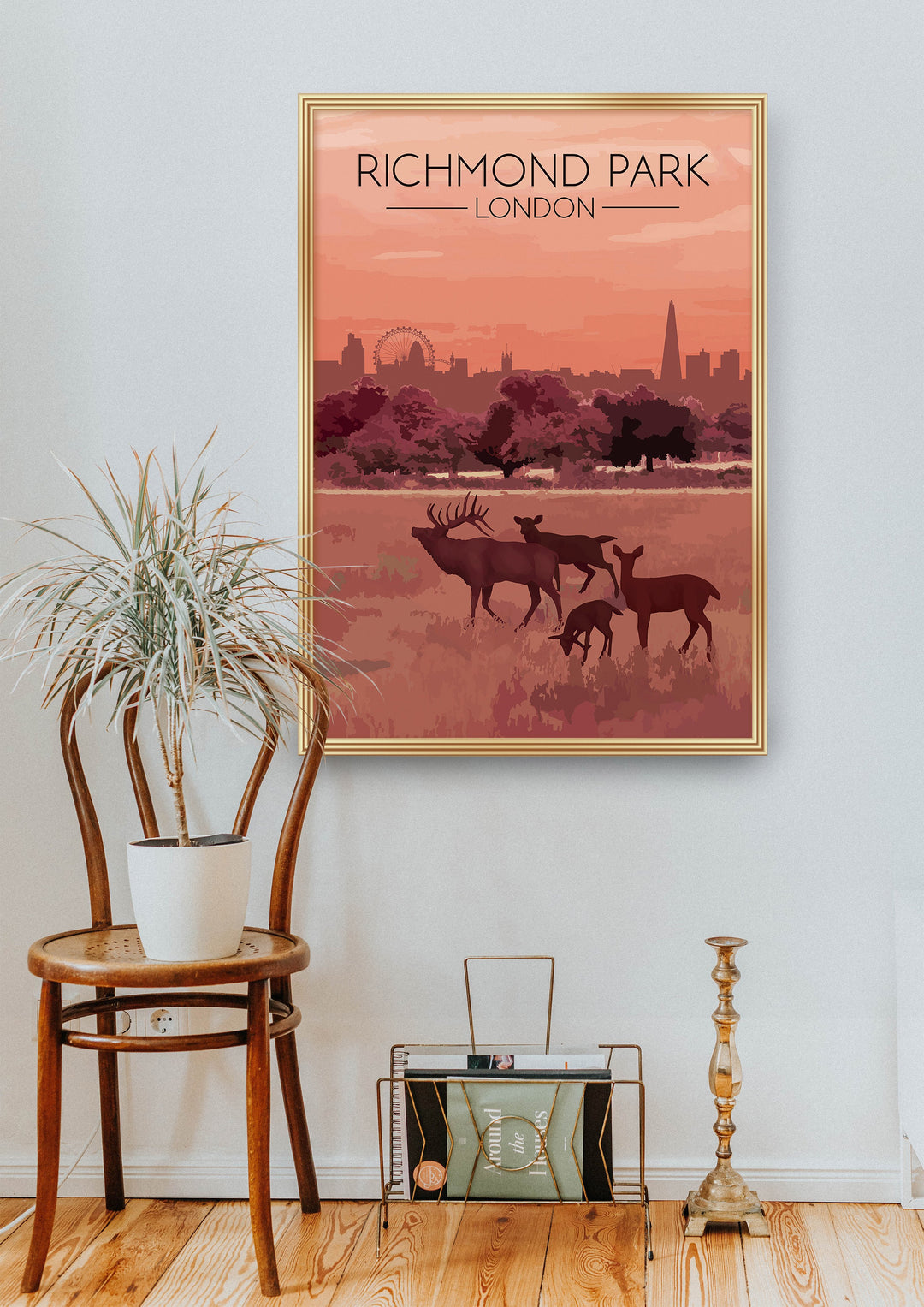 Richmond Park London Skyline Travel Poster