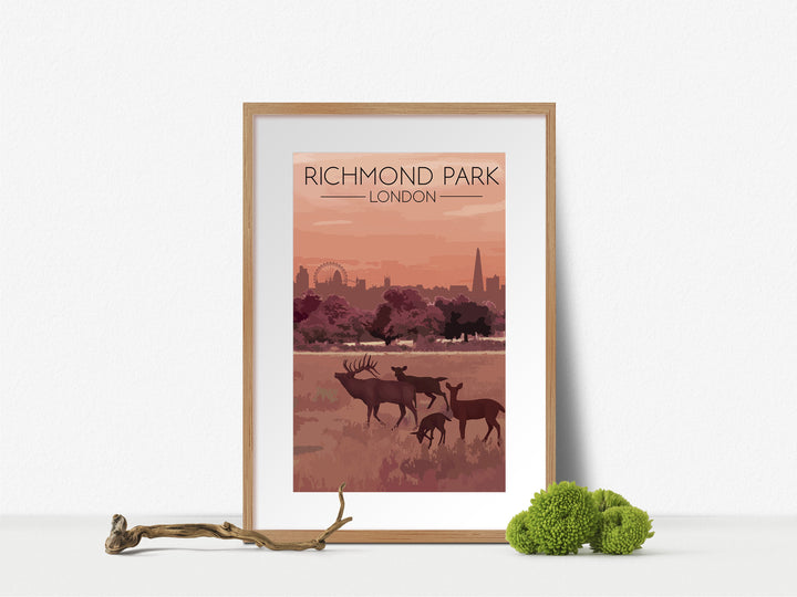 Richmond Park London Skyline Travel Poster