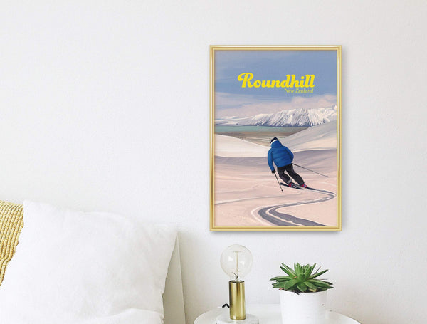 Roundhill New Zealand Ski Resort Poster
