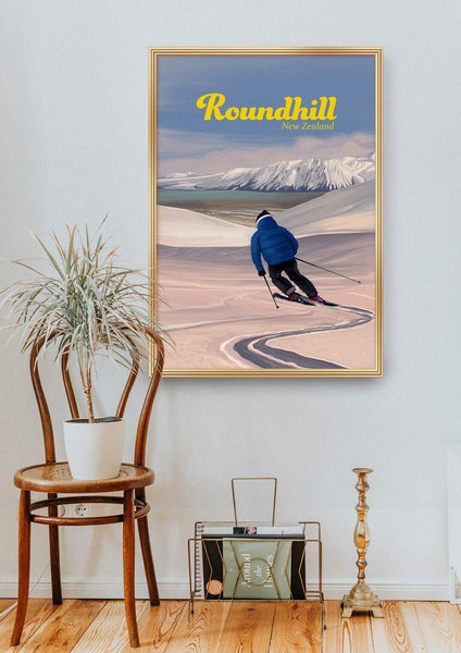 Roundhill New Zealand Ski Resort Poster