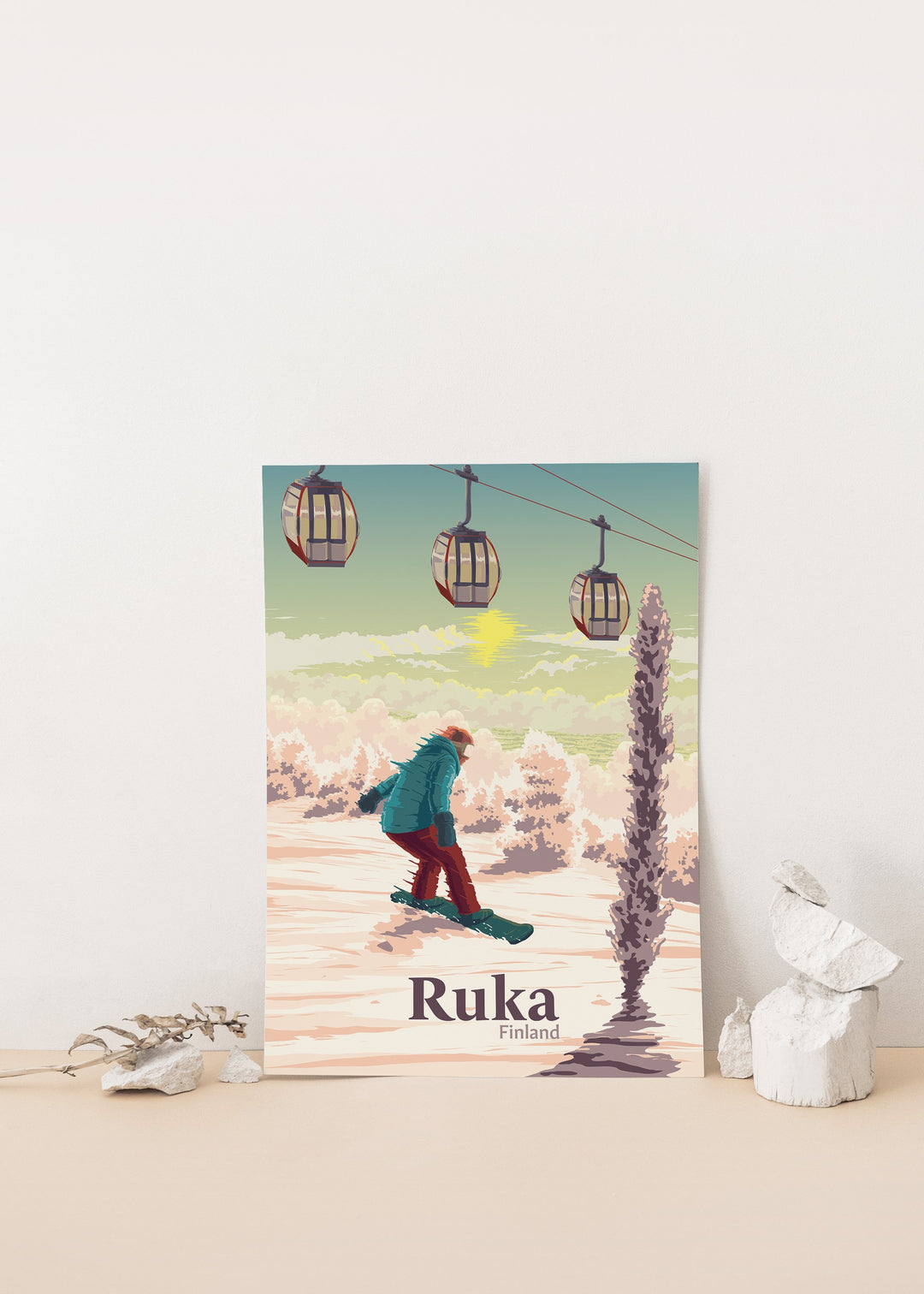 Ruka Finland Snowboarding Travel Poster