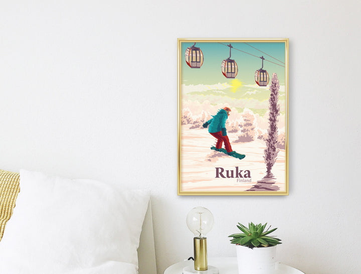 Ruka Finland Snowboarding Travel Poster