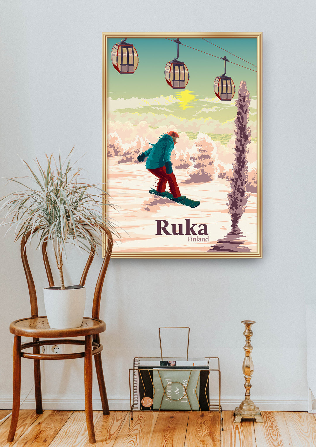 Ruka Finland Snowboarding Travel Poster