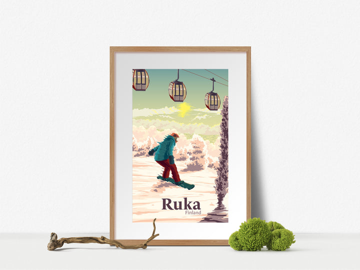 Ruka Finland Snowboarding Travel Poster