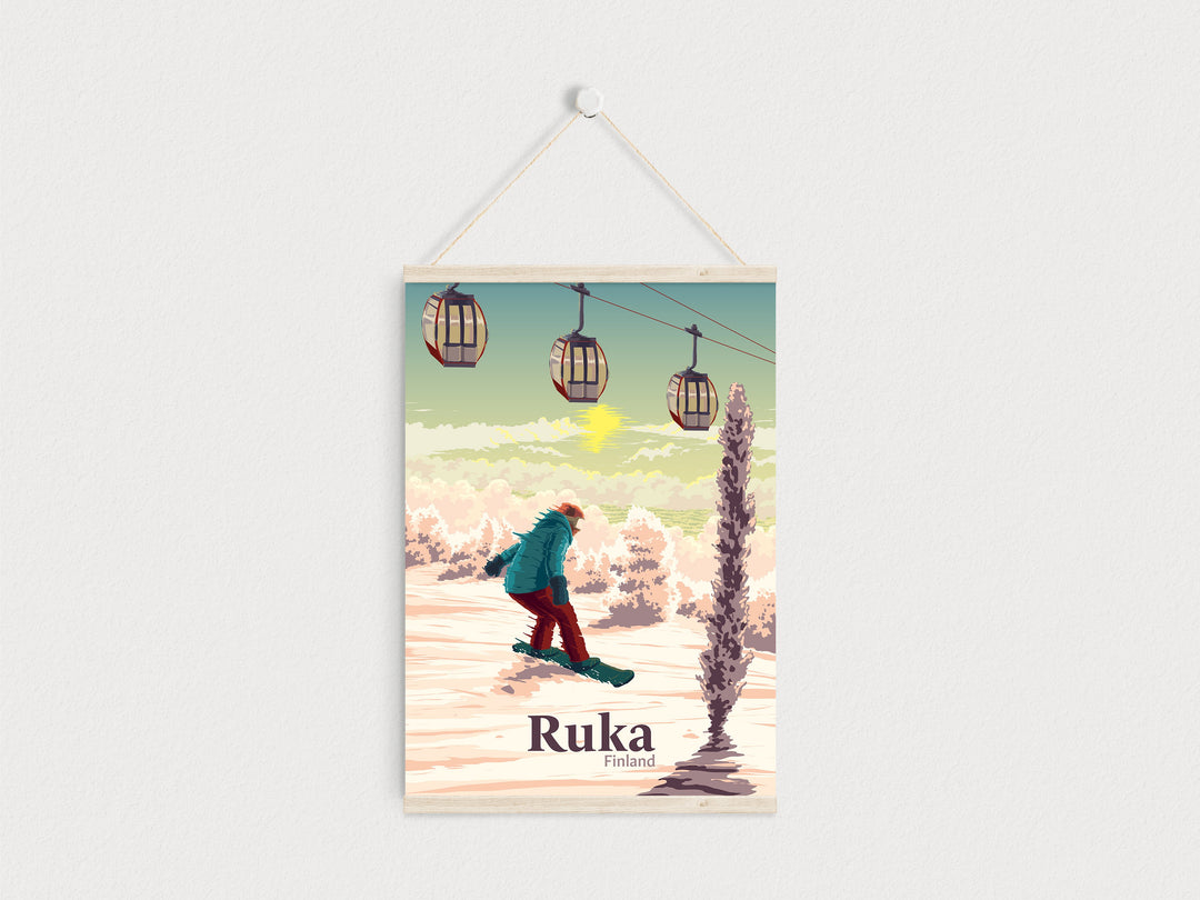 Ruka Finland Snowboarding Travel Poster