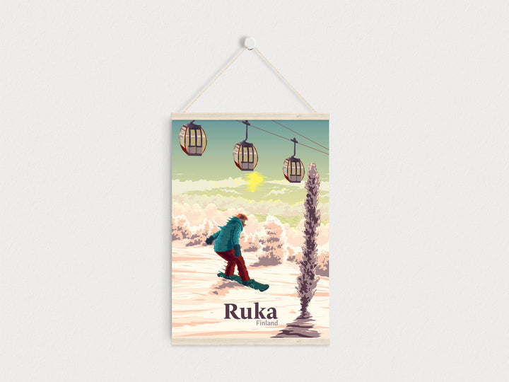 Ruka Finland Snowboarding Travel Poster