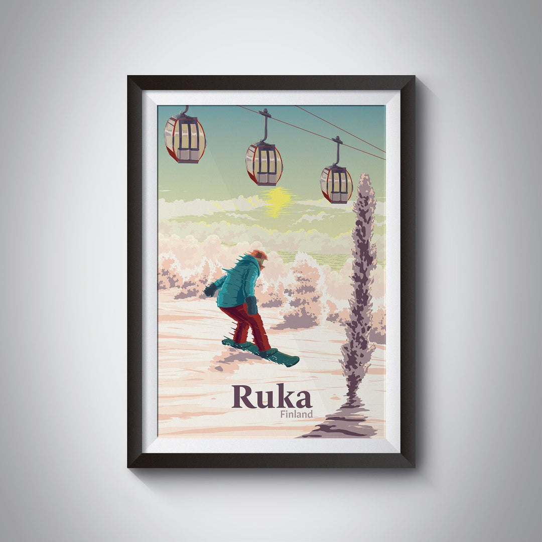 Ruka Finland Snowboarding Travel Poster