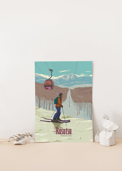 Rusutsu Japan Ski Resort Travel Poster