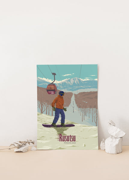 Rusutsu Japan Snowboarding Travel Poster