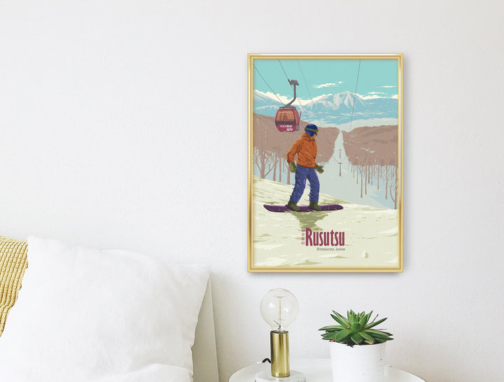 Rusutsu Japan Snowboarding Travel Poster