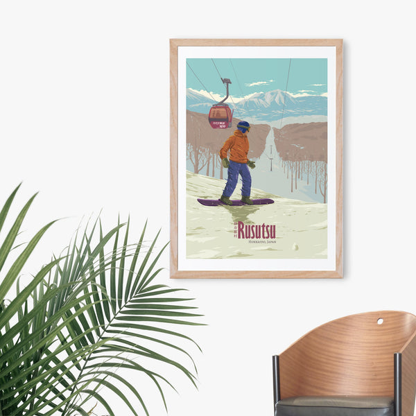 Rusutsu Japan Snowboarding Travel Poster