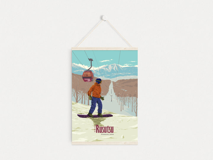 Rusutsu Japan Snowboarding Travel Poster