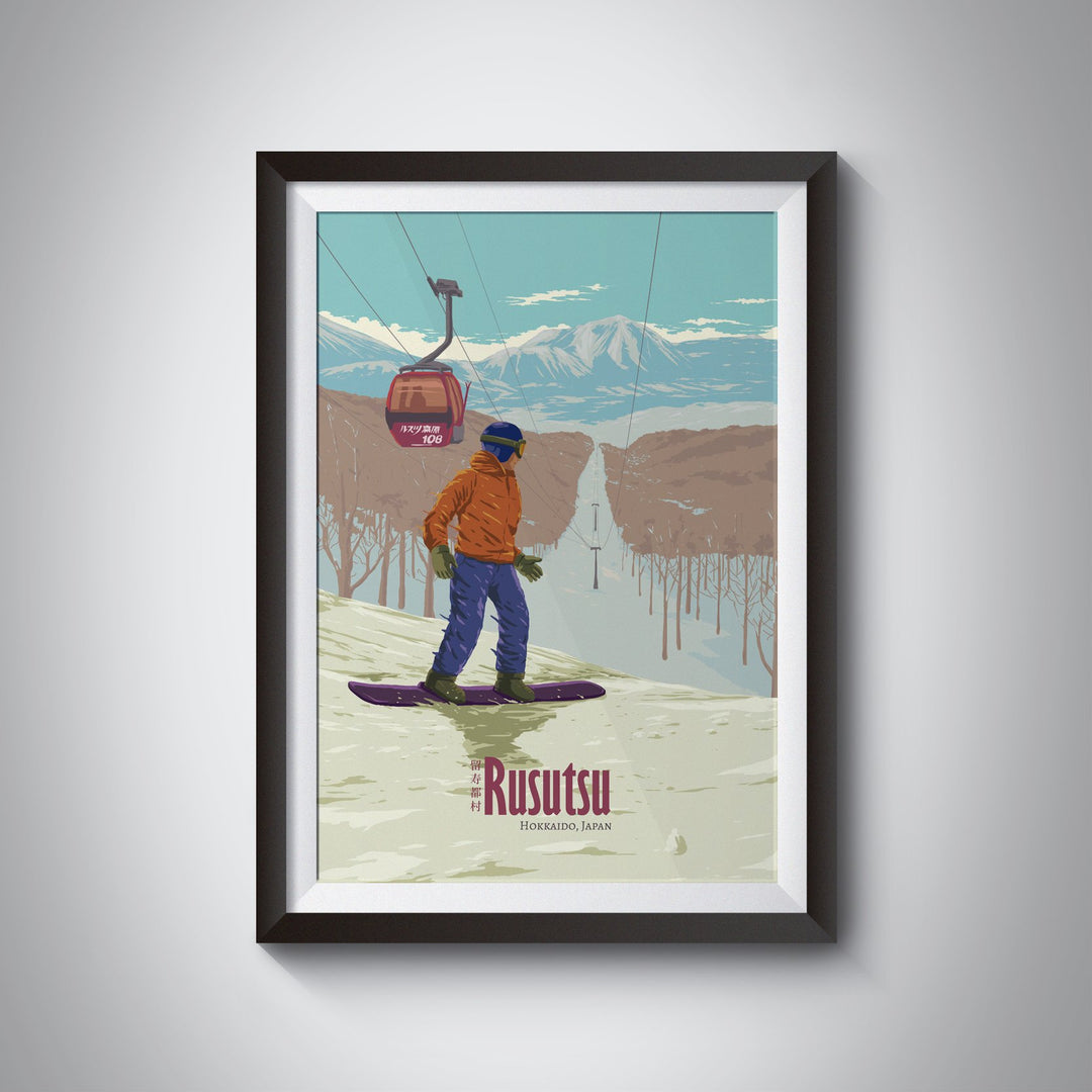 Rusutsu Japan Snowboarding Travel Poster