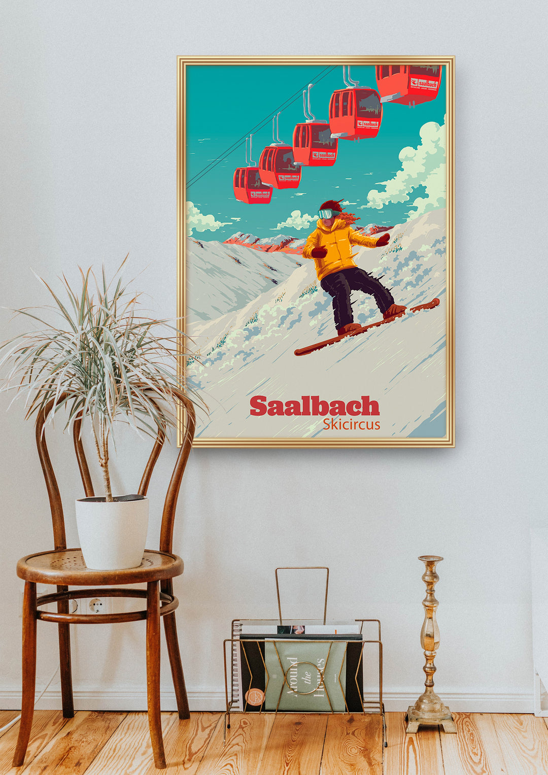 Saalbach Skicircus Snowboarding Travel Poster