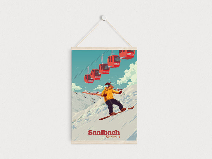 Saalbach Skicircus Snowboarding Travel Poster